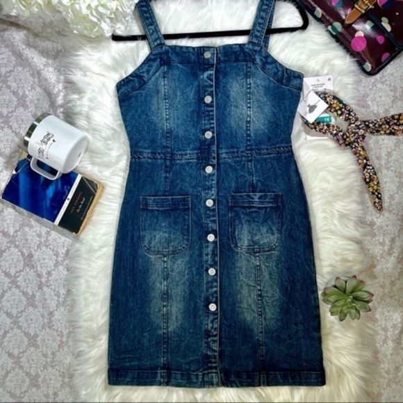 Rare Editions Dresses & Skirts - Macy’s Rare Editions Button Down Blue Denim Overalls Jumper - Read